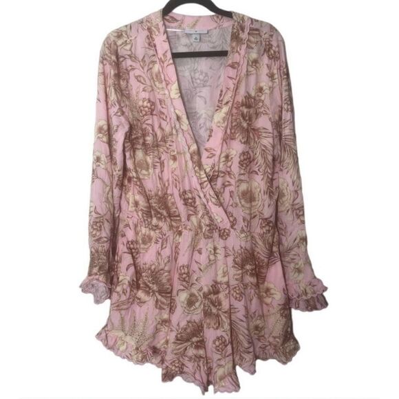 Agua Bendita for Target Blush Pink Faux Wrap Floral Ruffle Romper Size XL 3X NWT - Picture 3 of 9